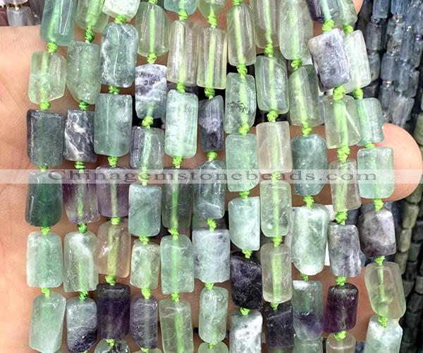 CTB1275 15 inches 6*10mm - 8*12mm faceted tube fluorite beads