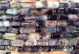 CTB1276 15 inches 6*10mm - 8*12mm faceted tube fluorite beads