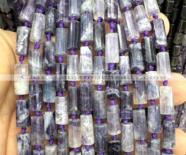 CTB1277 15 inches 6*10mm - 8*12mm faceted tube fluorite beads