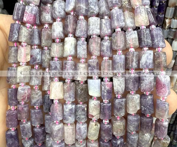 CTB1280 15 inches 6*10mm - 8*12mm faceted tube pink tourmaline beads