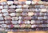 CTB1280 15 inches 6*10mm - 8*12mm faceted tube pink tourmaline beads