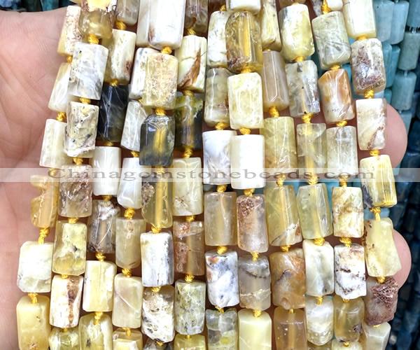 CTB1289 15 inches 6*10mm - 8*12mm faceted tube yellow opal beads