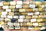 CTB1289 15 inches 6*10mm - 8*12mm faceted tube yellow opal beads