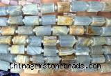 CTB1291 15 inches 6*10mm - 8*12mm faceted tube blue calcite beads