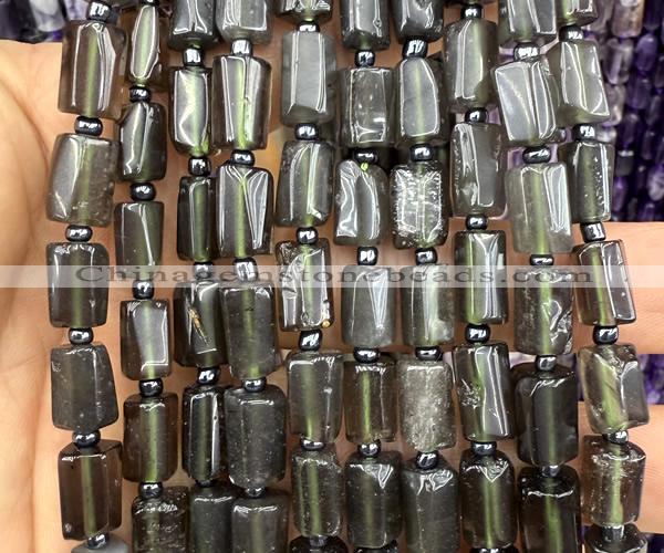 CTB1294 15 inches 6*10mm - 8*12mm faceted tube tektite beads