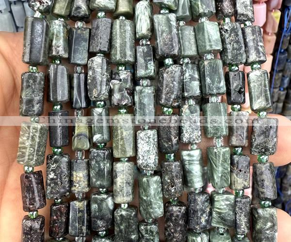 CTB1295 15 inches 6*10mm - 8*12mm faceted tube seraphinite beads