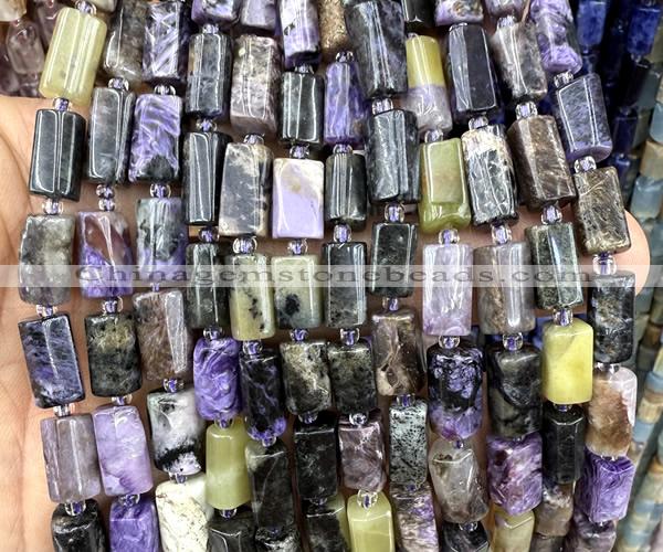 CTB1296 15 inches 6*10mm - 8*12mm faceted tube charoite beads