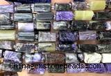 CTB1296 15 inches 6*10mm - 8*12mm faceted tube charoite beads
