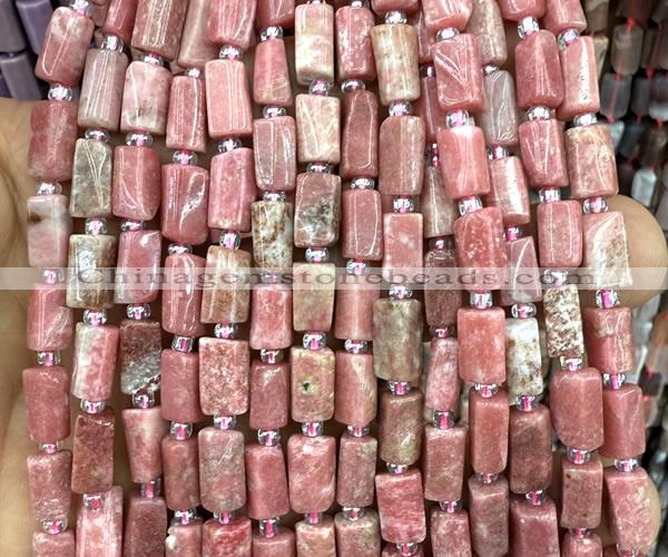 CTB1298 15 inches 6*10mm - 8*10mm faceted tube fowlerite beads