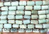 CTB1305 15 inches 6*10mm - 8*12mm faceted tube amazonite beads