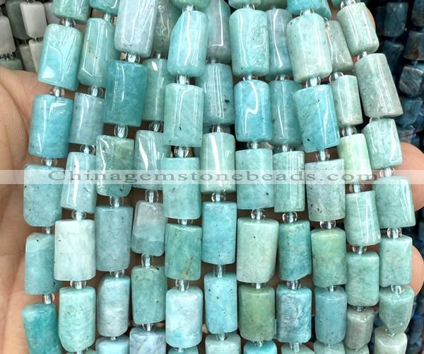 CTB1306 15 inches 6*10mm - 8*12mm faceted tube amazonite beads