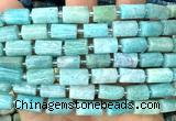 CTB1306 15 inches 6*10mm - 8*12mm faceted tube amazonite beads