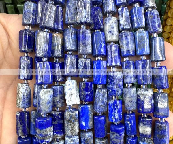 CTB1308 15 inches 6*10mm - 8*12mm faceted tube lapis lazuli beads