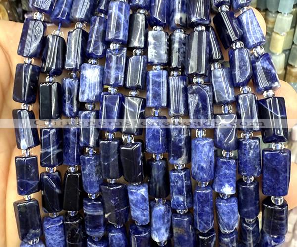 CTB1309 15 inches 6*10mm - 8*12mm faceted tube sodalite beads