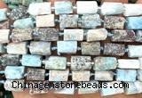 CTB1311 15 inches 6*10mm - 8*12mm faceted tube larimar beads