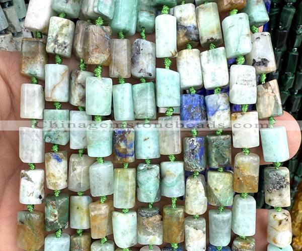 CTB1315 15 inches 6*10mm - 8*12mm faceted tube azurite beads