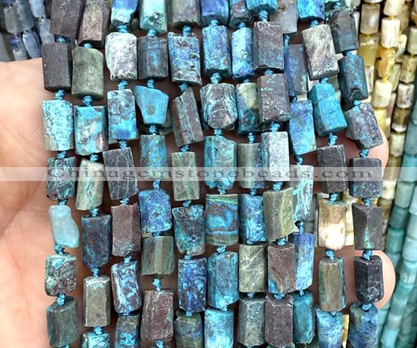 CTB1316 15 inches 6*10mm - 8*12mm faceted tube chrysocolla beads