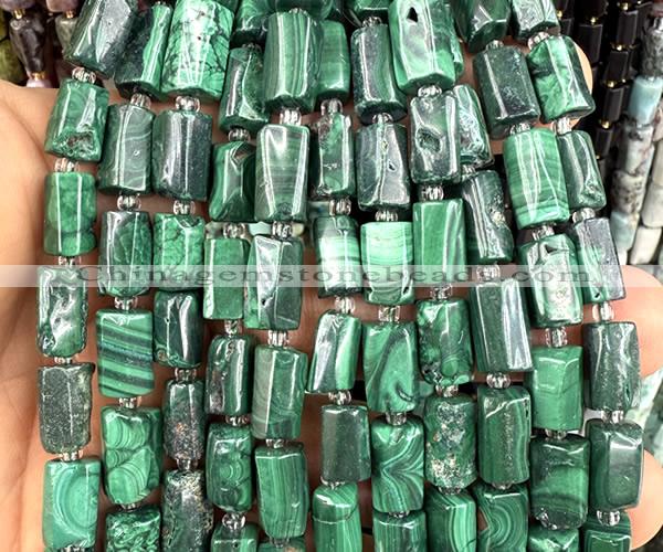CTB1317 15 inches 6*10mm - 8*12mm faceted tube malachite beads