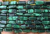 CTB1318 15 inches 6*10mm - 8*12mm faceted tube malachite beads