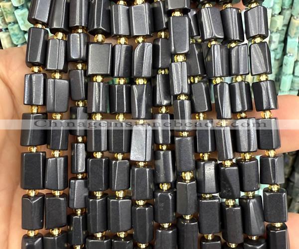 CTB1326 15 inches 6*10mm - 8*12mm faceted tube shungite beads