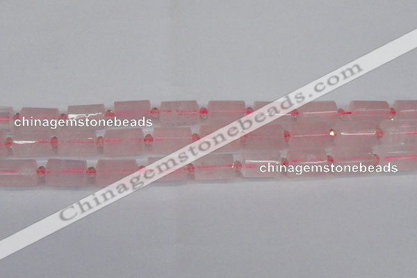 CTB212 15.5 inches 13*18mm faceted tube rose quartz beads