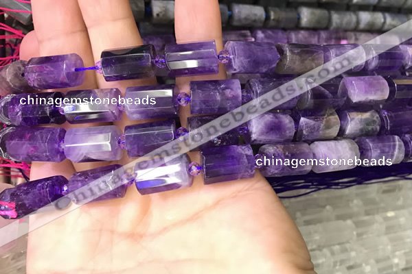 CTB221 15.5 inches 10*15mm faceted tube amethyst beads