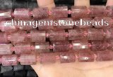 CTB222 15.5 inches 10*14mm faceted tube strawberry quartz beads