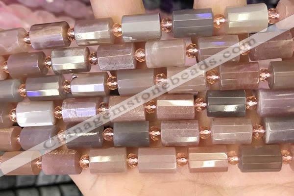 CTB224 15.5 inches 8*12mm faceted tube moonstone beads