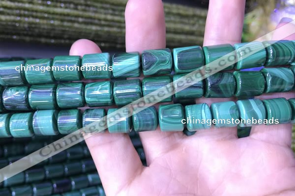 CTB259 15.5 inches 10*10mm - 10*12mm tube natural malachite beads