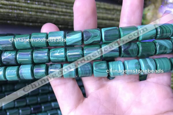 CTB259 15.5 inches 10*10mm - 10*12mm tube natural malachite beads