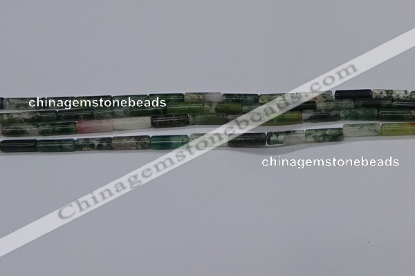 CTB315 15.5 inches 4*13mm tube moss agate beads wholesale