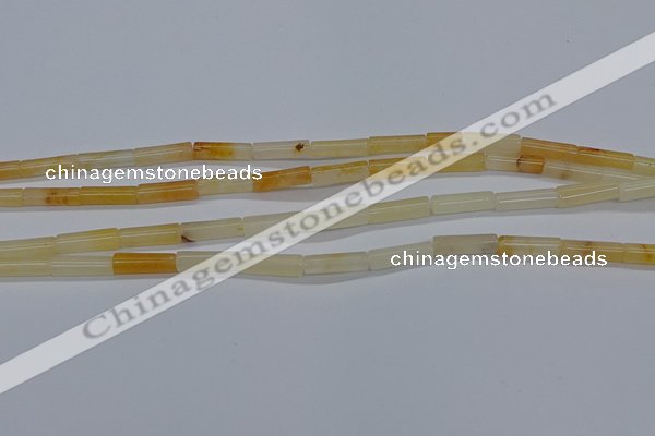 CTB321 15.5 inches 4*13mm tube yellow jade beads wholesale