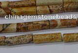 CTB332 15.5 inches 4*13mm tube picture jasper beads wholesale