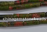 CTB350 15.5 inches 4*13mm tube unakite beads wholesale