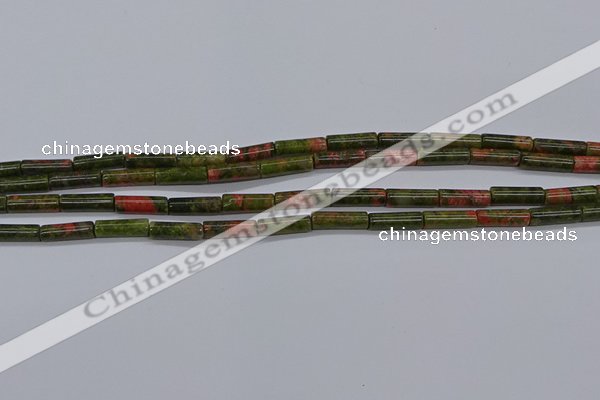 CTB350 15.5 inches 4*13mm tube unakite beads wholesale