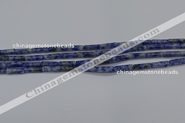 CTB355 15.5 inches 4*13mm tube blue spot stone beads wholesale