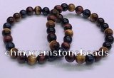 CTB36 7.5 inches 8mm round colorful tiger eye beaded bracelets
