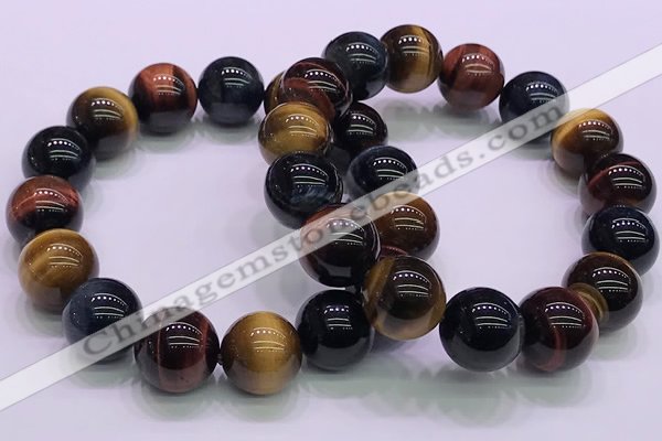 CTB39 7.5 inches 14mm round colorful tiger eye beaded bracelets