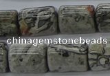 CTB525 15.5 inches 10*13mm triangle grey picture jasper beads wholesale