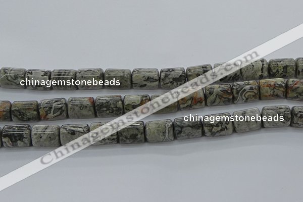 CTB525 15.5 inches 10*13mm triangle grey picture jasper beads wholesale