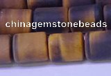 CTB574 15.5 inches 10*13mm triangle matte yellow tiger eye beads