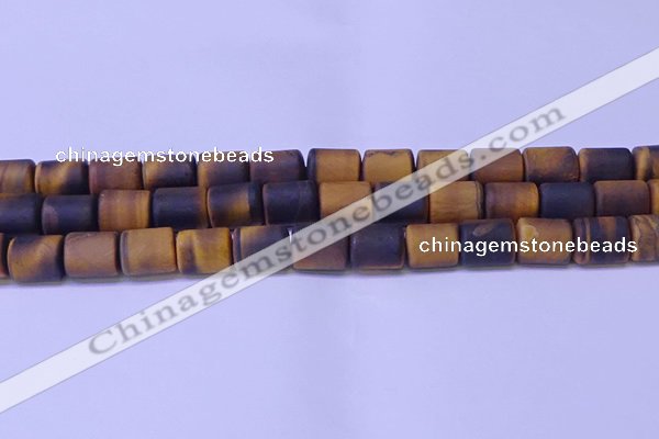 CTB574 15.5 inches 10*13mm triangle matte yellow tiger eye beads