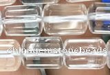 CTB600 15.5 inches 8*12mm faceted tube white crystal beads wholesale