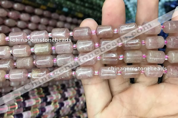 CTB604 15.5 inches 8*12mm tube strawberry quartz beads wholesale