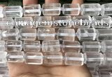 CTB615 15.5 inches 11*16mm - 12*18mm faceted tube white crystal beads