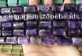 CTB618 15.5 inches 11*16mm - 12*18mm faceted tube amethyst beads