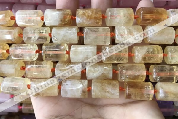 CTB620 15.5 inches 11*16mm - 12*18mm faceted tube citrine beads