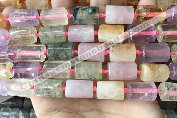 CTB622 15.5 inches 11*16mm - 12*18mm faceted tube mixed quartz beads