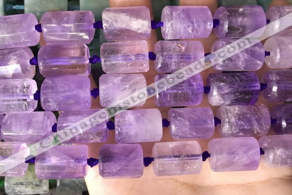 CTB651 15.5 inches 12*16mm faceted tube amethyst beads
