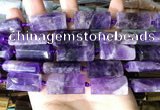 CTB671 14*27mm - 15*28mm faceted flat tube amethyst beads